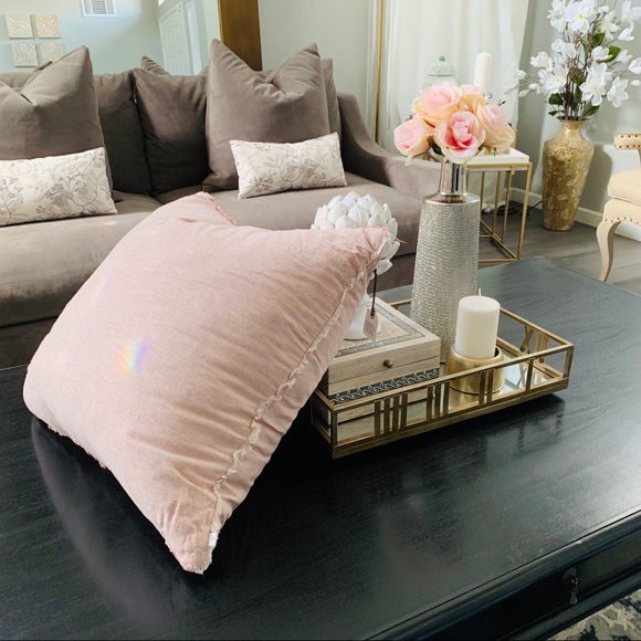 Hearth and hand pink raw edge pillow new